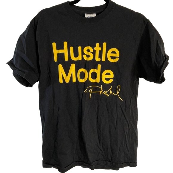 c port company t- shirt black yellow hustle mode cotton short sleeve medium READ - Picture 1 of 6